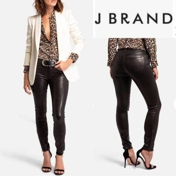 J Brand Pants - J Brand Lamb‎ Leather Zippered Ankle Pants Size 29